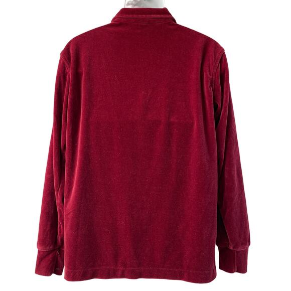 VINTAGE 70s Mervyn's Velour Long Sleeve Polo Shirt Size Large - Picture 3 of 5